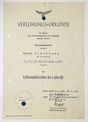 Erdkampfabzeichen der Luftwaffe - Verleihungsurkunde