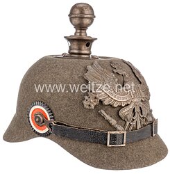 Preußen 1. Weltkrieg feldgraue Ersatzpickelhaube aus Filz für Mannschaften Artillerie