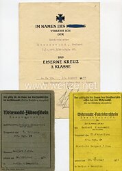 Heer - Kleine Dokumentengruppe für einen Schirrmeister der 5.(s.mot.)/Art.Rgt.68 in Belgrad mit der Berechtigung zum Führen des Halbketten-Kfz. " Maultier "