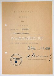 Heer - Urkunde Kubanschild, eines Gefreiten des Jäger-Regiment 204