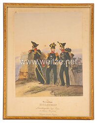 Herzogtum Holstein gerahmte handkolorierte Lithographie «Lauenburgisches Jäger-Corps ...»