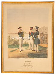Herzogtum Nassau gerahmte handkolorierte Lithographie «Leichte Infanterie»