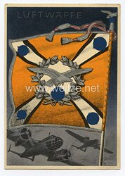 III. Reich - farbige Propaganda-Postkarte " Die siegreichen Fahnen und Standarten der deutschen Wehrmacht " - Karte 15
