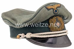 Kriegsmarine feldgraue Schirmmütze für Offiziere der Küstenartillerie bzw. Marine-Landeinheiten