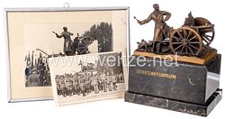III. Reich Reichsehrenmal der deutschen Artillerie 1936 - bronzierte Miniatur auf Marmorsockel