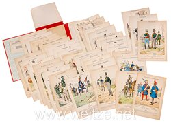 Baden Sammlung von 38 Uniformtafeln von Knötel in einem Ordner aus der «Offizierbücherei Badischen Pionier-Bataillons Nr. 14