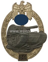 Panzerkampfabzeichen in Silber mit Einsatzzahl "50" - JFS