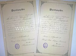 Deutsches Reich - Dienstauszeichnung II. + I. Klasse, Beglaubigungsschein