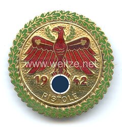 Standschützenverband Tirol-Vorarlberg - Gaumeisterabzeichen 1942 in Gold mit Eichenlaubkranz " Pistole "