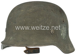 Wehrmacht Heer Stahlhelm M35 mit 2 Emblemen und Rautarnlackierung 