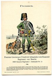 Knötel Uniformtafel "Husaren-Regiment v. Gettkandt Nr. 1" 1748,