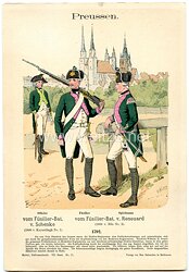 Knötel Uniformtafel "vom Füsilier-Bat- v. Schenke und Füsilier-Bat.v. Renouard" 1792,