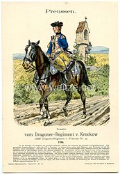 Knötel Uniformtafel "vom Dragoner-Regiment v. Krockow" 1760,