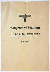 III. Reich - Langemarck Studium der Reichsstudentenführung Merkblatt
