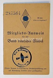 Bund Deutscher Mädel  ( BDM ) - Mitgliedsausweis für einen Mädel des Jahrgangs 1921