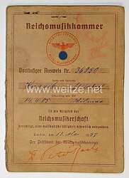 Reichsmusikkammer - Vorläufiger Ausweis zur Mitgliedschaft