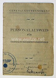 III. Reich - Generalgouvernement - Personalausweis für nicht deutsche Verwaltungsdienstangehörige 