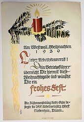 III. Reich - Weihnachtskarte vom Betriebsführer