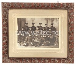 Preußen gerahmtes Kabinettfoto «6te Korporalschaft der 2ten Companie Pion. Batl. No 21. Kastel 1908»