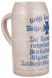 Bayern 1. Weltkrieg/Frühe Weimarer Republik Patriotischer Bierkrug «Zur Heimkehr ... den Helden vom Allgäuer-Land»