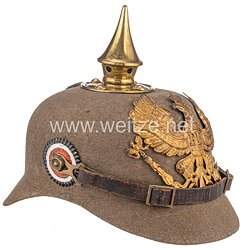 Preußen 1. Weltkrieg feldgraue Ersatzpickelhaube aus Filz für Mannschaften der Infanterie-Regimenter