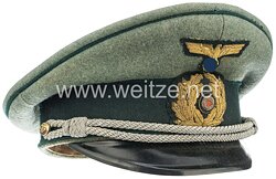Kriegsmarine feldgraue Schirmmütze für einen Offizier der Küstenartillerie bzw. Marine-Landeinheiten