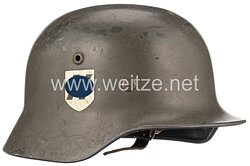 Waffen-SS Stahlhelm M 35 mit beiden Emblemen