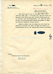III. Reich - Originalunterschrift von Adolf Hitler als Reichskanzler auf der Adolf Hitler - Kreditermächtigung vom 20. Dezember 1940 mit einer Erhöhung von 66 auf 90 Milliarden Reichsmark