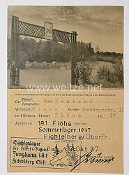 Deutsches Jungvolk ( DJ ) - Jungbann 181, Sommerlager 1937,  Nachweiskarte