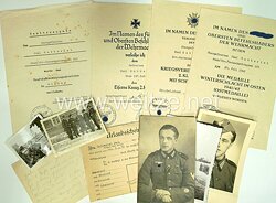 Wehrmacht Urkundengruppe eines Obergefreiten von der Stab 197. Inf. Div. / -  Stab Div. Nachschubtruppen 229 + Fotos