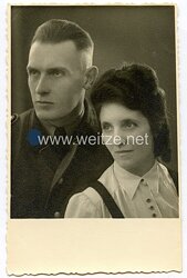 Waffen-SS Portraitfoto, SS-Mann mit Frau