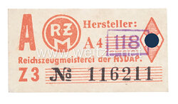 Hitlerjugend (HJ) RZM Etikett 