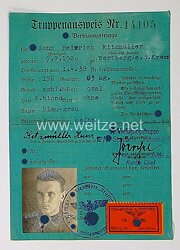 SS-Verfügungstruppe - Truppenausweis für einen SS-Mann der SS-Standarte " Germania "