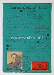 SS-Verfügungstruppe - Truppenausweis für einen Staffelmann der 13.(M.G.)/SS-Standarte 