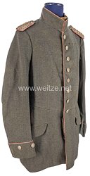 Preußen 1. Weltkrieg feldgrauer Waffenrock mit Stehkragen Modell 1910 für den Major «Ewald Bischoff» im Westfälischen Dragoner-Regiment Nr. 7
