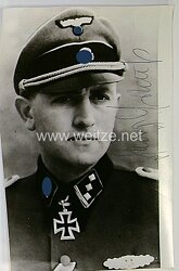 Waffen SS - Nachkriegsunterschrift von Ritterkreuzträger  Hauptsturmführer Georg Preuss