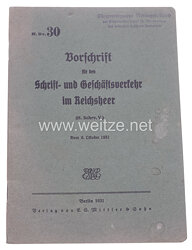 H.Dv. 30 Vorschrift über den Schrift- und Geschäftsverkehr im Reichsheer.