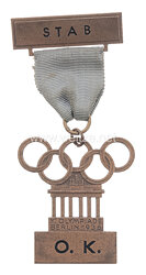 XI. Olympischen Spiele 1936 Berlin - Offizielles Abzeichen eines Mitgliedes des Stab des Olympischen Komitees "O.K."