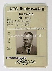 III. Reich - Werksausweis AEG Hauptverwaltung 