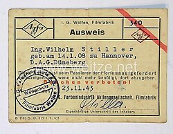 III. Reich - Ausweis AGFA I.G. Wolfen - Filmfabrik 