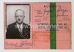 III. Reich - Ausweis Siemens & Halske AG Schukertwerke - AG Bauabteilung 
