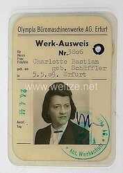 III. Reich - Werk-Ausweis Olympia Büromaschinenwerke AG.Erfurt 