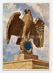 III. Reich - farbige Propaganda-Postkarte - " Stadt der Reichsparteitage Nürnberg - Einer der monumentalen Hoheitsadler in der Luitpold-Arena "