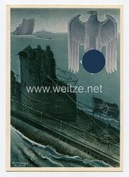 III. Reich - farbige Propaganda-Postkarte - " Die deutsche Wehrmacht " ( Ubootwaffe )