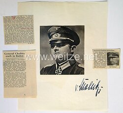Heer - Nachkriegsunterschrift vom Ritterkreuzträger General Dietrich von Cholitz