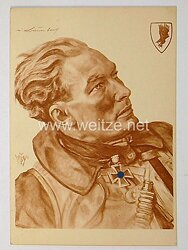 Luftwaffe - Willrich farbige Propaganda-Postkarte - Ritterkreuzträger Major Werner Baumbach