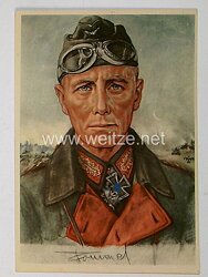 Heer - Willrich farbige Propaganda-Postkarte - Ritterkreuzträger General Rommel