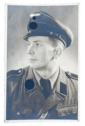 Waffen-SS Portraitfoto, SS-Sturmmann mit Schirmmütze