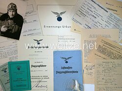 Luftwaffe - Dokumentengruppe eines Fluglehrer und Feldwebel + Foto