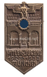 HJ Teilnehmerabzeichen zum 10jährigen Bestehen "1923-1933 Hitler-Jugend München - und ihr habt doch gesiegt "